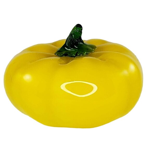Art Glass Yellow Pumpkin Squash Vegetable Fall Autumn Decor - Picture 1 of 5